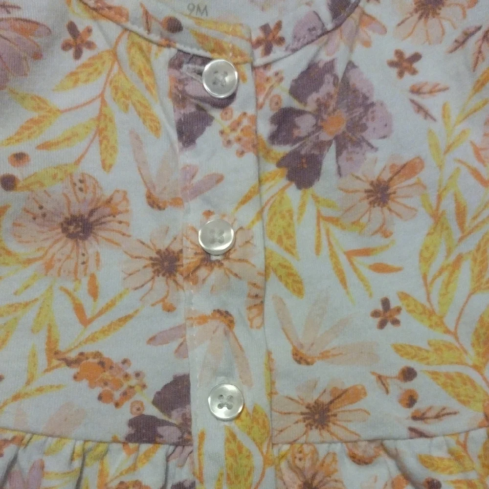 Charming Floral Baby Dress with Buttons